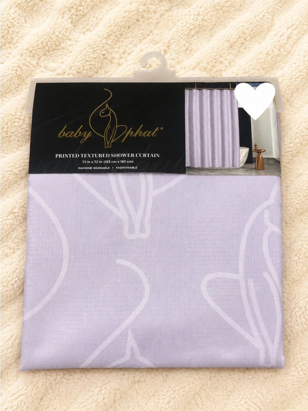 Baby Phat Lavender Printed Textured Shower Curtain